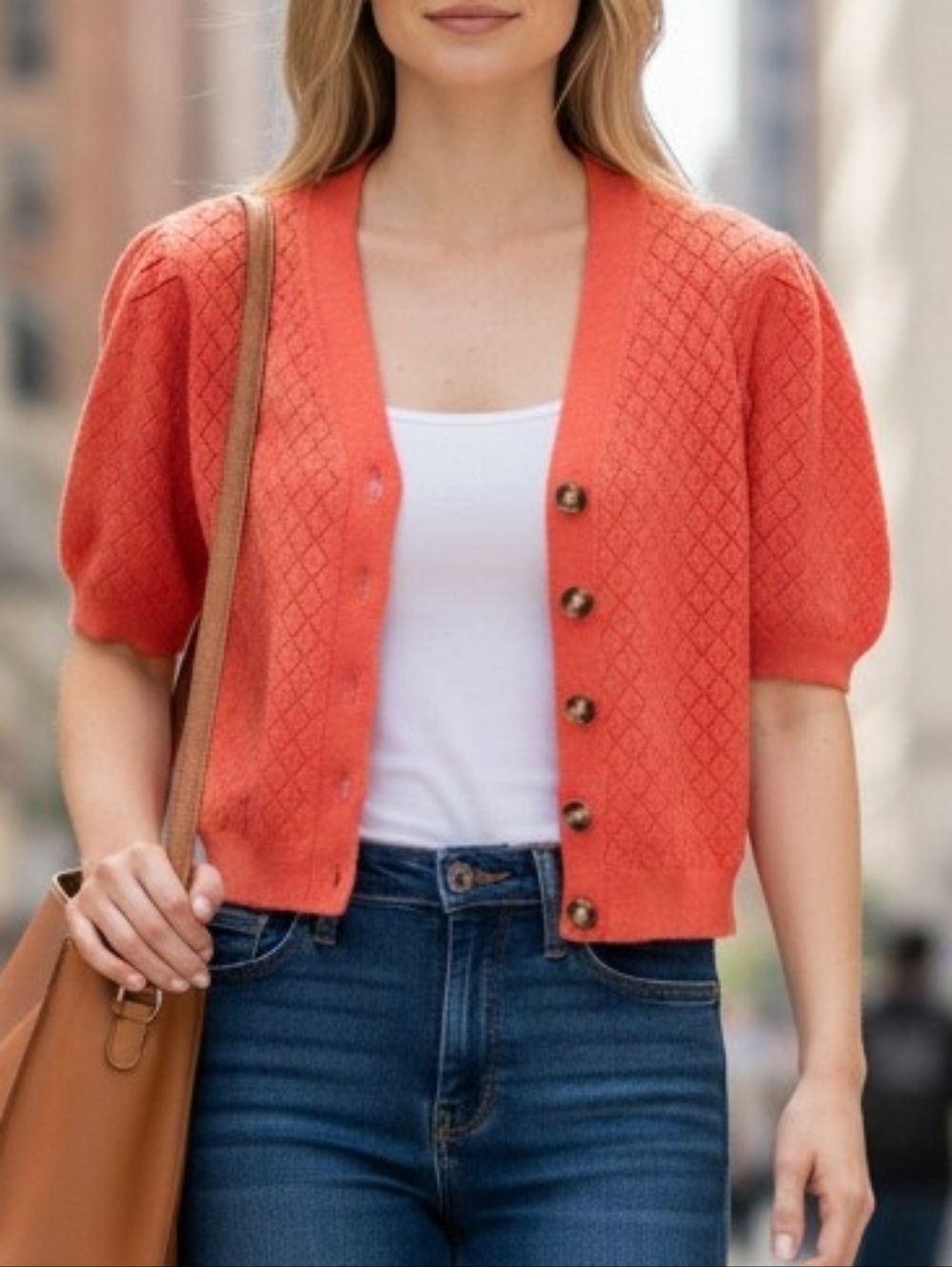 Knot Sisters Red Textured Cardigan Sm 15W X 19L Casual So Soft